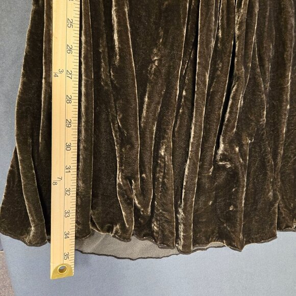 J. Jill Womens Green Velvet Maxi Skirt S Silk Blend Ruffle Whimsigoth Gypsy Whim - Picture 9 of 10